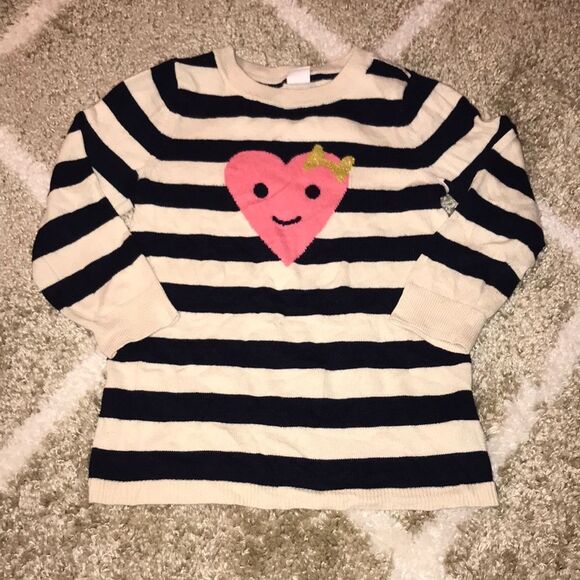Gap Striped SmileyFace Heart with Bow Sweater - Picture 1 of 5
